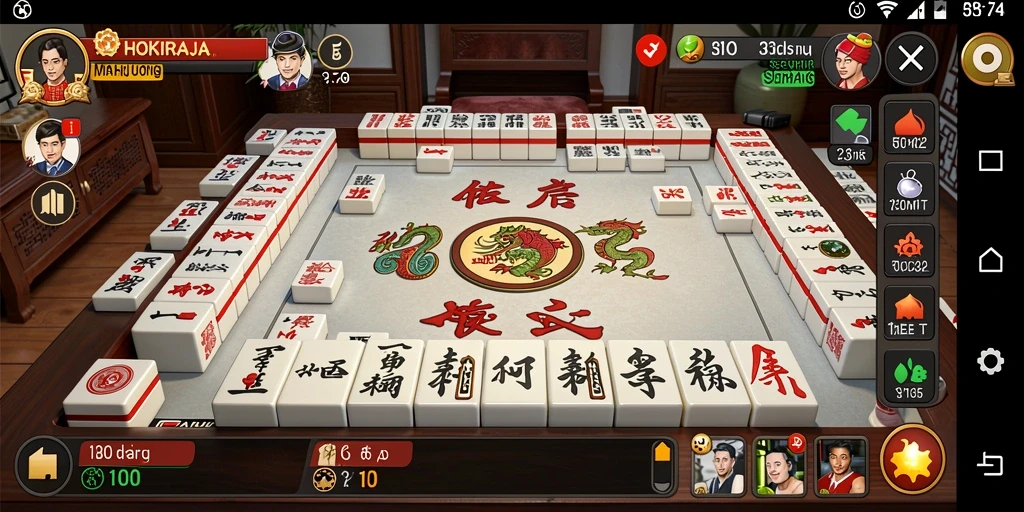 Tampilan gameplay HOKIRAJA yang menampilkan keseruan bermain Mahjong.