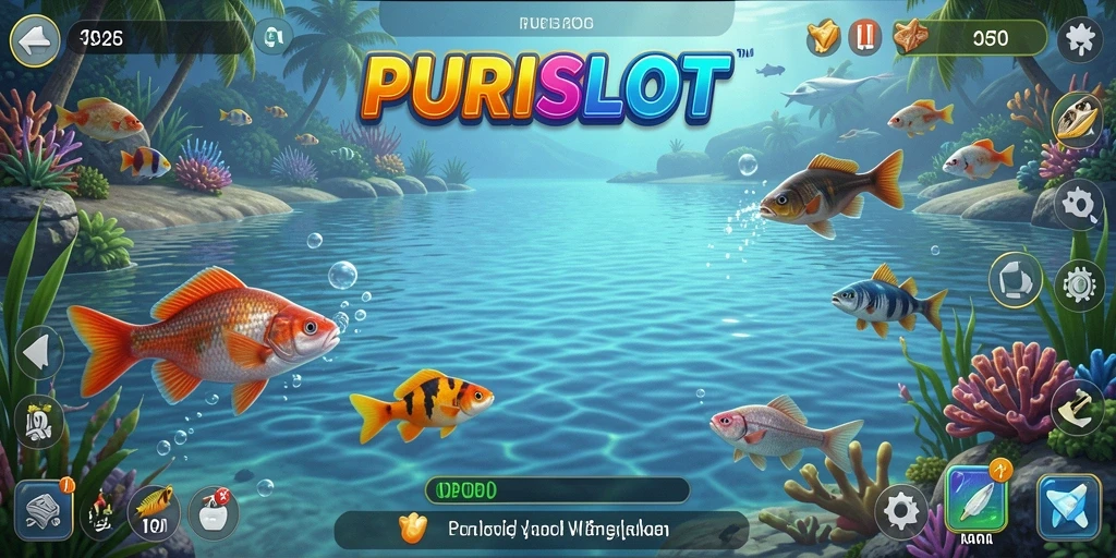 Gameplay menarik PURISLOT yang menampilkan aksi memancing yang mendebarkan.