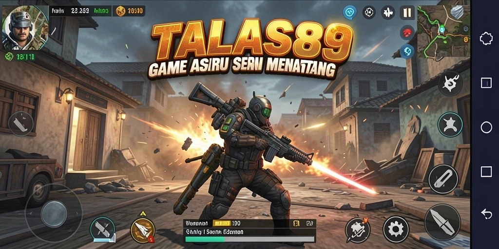 Tampilan gameplay aksi yang intens dan mendebarkan dari TALAS89.